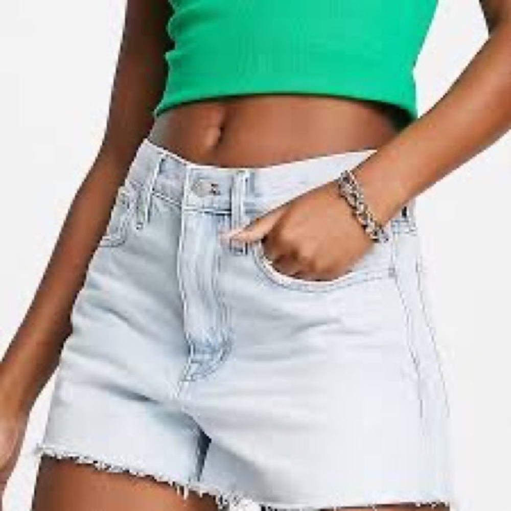 MADEWELL Relaxed Denim Lightwash Distressed Frayed Hem Shorts SZ 33